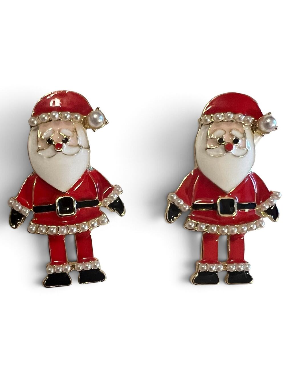 Whimsical Santa Claus Enamel Dangle Statement Earrings
